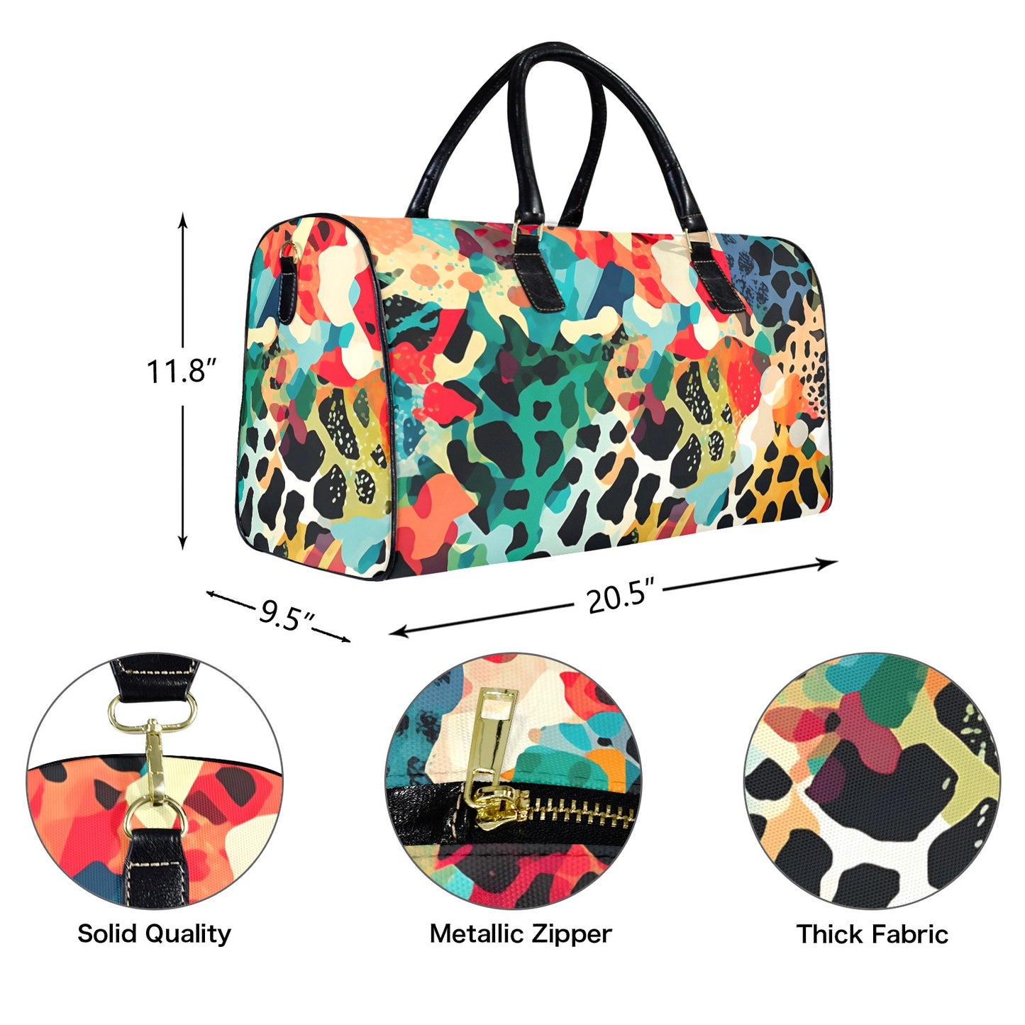 Rainbow Menagerie Overnight Bag - Stylish Essentials for Short Trips