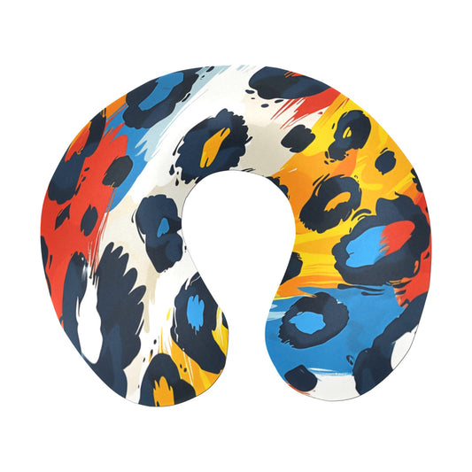 Urban Jungle Splash - Abstract Leopard Print Neck Pillow